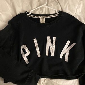 VS PINK Black Marble Cropped Sweatshirt